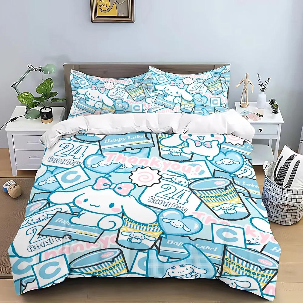 Sanrio Bedding Sets Hello Kitty Kuromi Cinnamoroll Comforter Bed Cover Duvet Cover Pillow Case 2-3 Pieces Sets Kids Adult Size