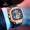 Mens Square Chronograph Watches Waterproof Luminous Quartz Wrist Watch with Silicone Strap