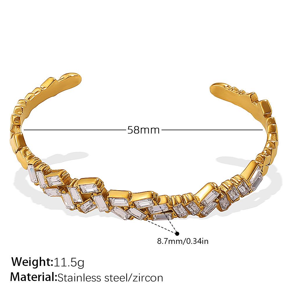 Trend Zircon Jewelry Exquisite High-End Stainless Steel Gold-Plated Open Bracelet