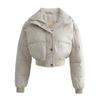 Winter Walk Kendall Wind Sexy Stand Collar Zipper Thermal Bread Coat Small Short High Waist Cotton Coat Jacket