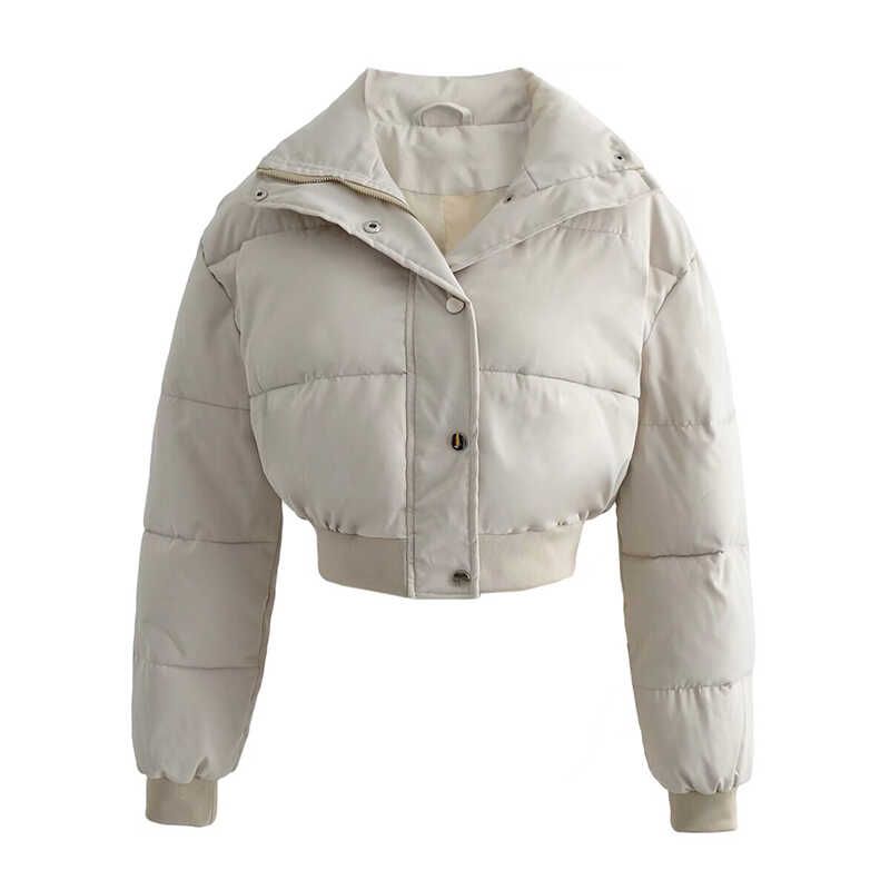 Winter Walk Kendall Wind Sexy Stand Collar Zipper Thermal Bread Coat Small Short High Waist Cotton Coat Jacket