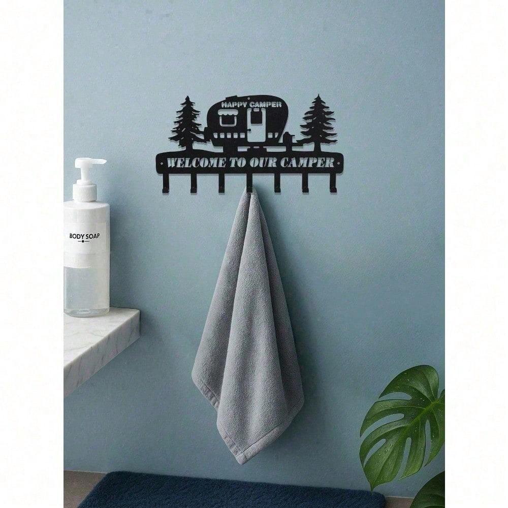 Happy Camper RV Metal Key Holder, Welcome To Our Camper Wall Hook
