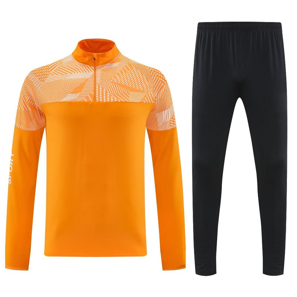 Light Plate Half Zipper Casual Sportswear Basic Trousers Football Training Suit Set