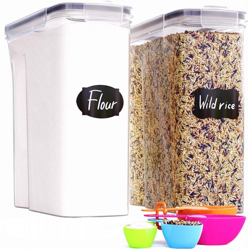 4L Large Plastic Airtight Canister Set Kitchen Food Storage Containers Grains Snacks