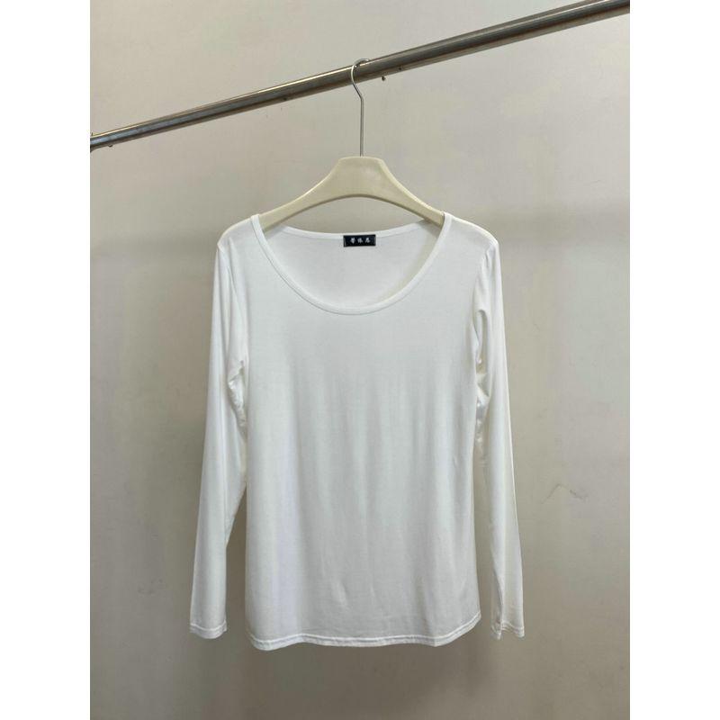 

Modal round Neck Loose-Fitting Underwear Top Plus Size Long Sleeves T-shirt White (2135 models) Size M