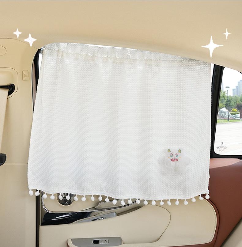 Little Monster Waffle Car Window Sun Shade Cartoon Vehicle Side Curtain Summer Heat Insulation