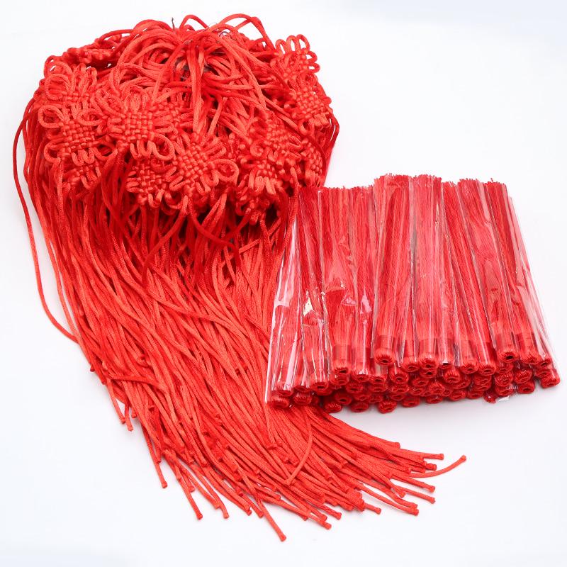 Small Chinese Knot Pendant DIY Tassel - Festive Red 6/8 Plate Hanging Ornament