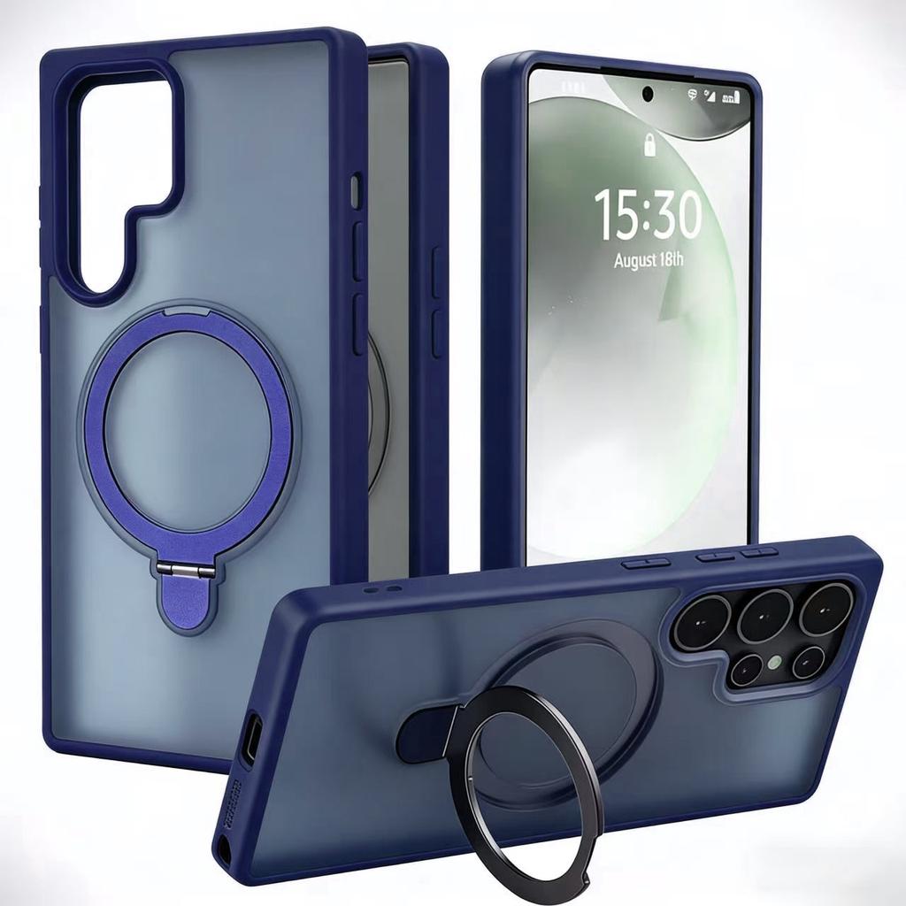 Case for Samsung S25 S24 S23 S22 Ultra Magnetic Bracket Protective Cover Anti-Fingerprint Shock Proof With Holder Tough Case