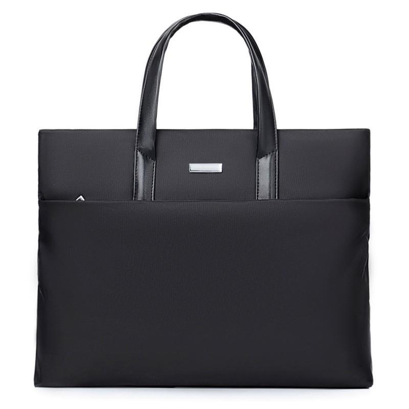 Men s Large Capacity Business Polyester Laptop Handbag Simple Water Resistant Lightweight Briefcase чёрный
