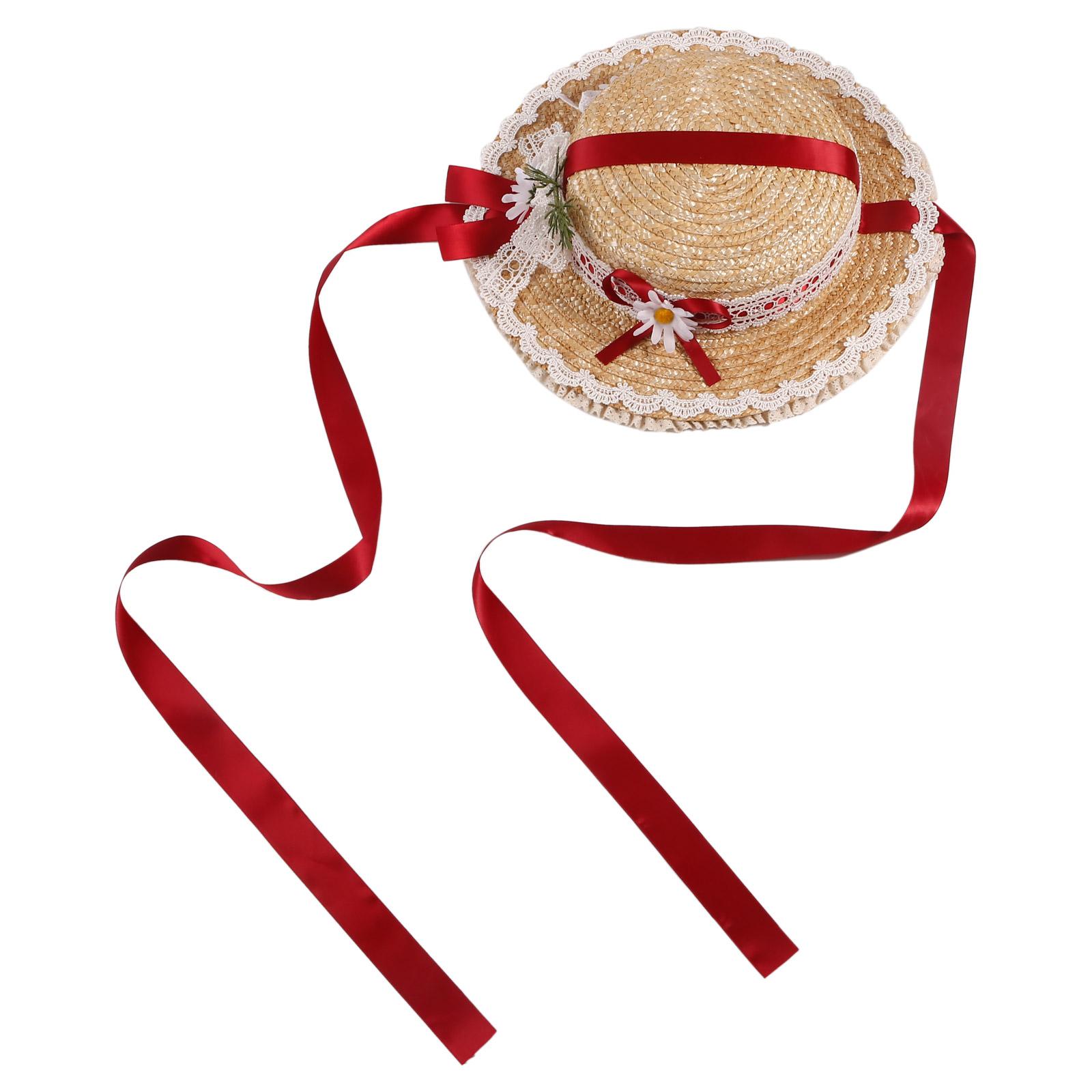 

Западная соломенная шляпа с белым бантиком-ромашкой, оборками и кружевом, универсальная шляпа для чаепития, отпуска, церкви, пляжа красный