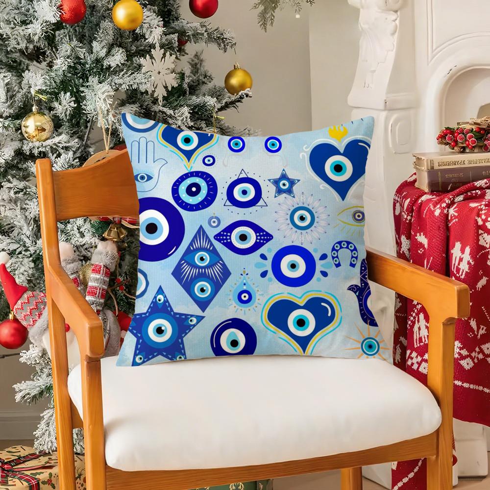 Classic Prank Evil Eyes Funny Pillow Case Silky Short Plush With Invisible Zipper Dustproof Sofa Cushion Cover For Home Decor