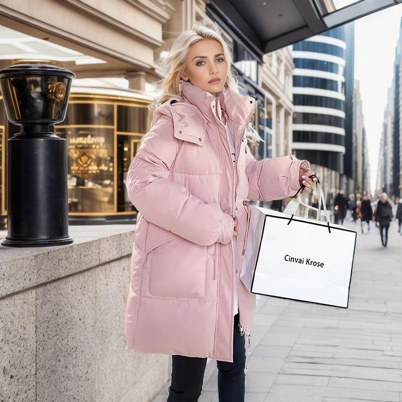 Winter down padded jacket Women's year winter padded jacket Medium and long popular winter clothing version of student padded jacket