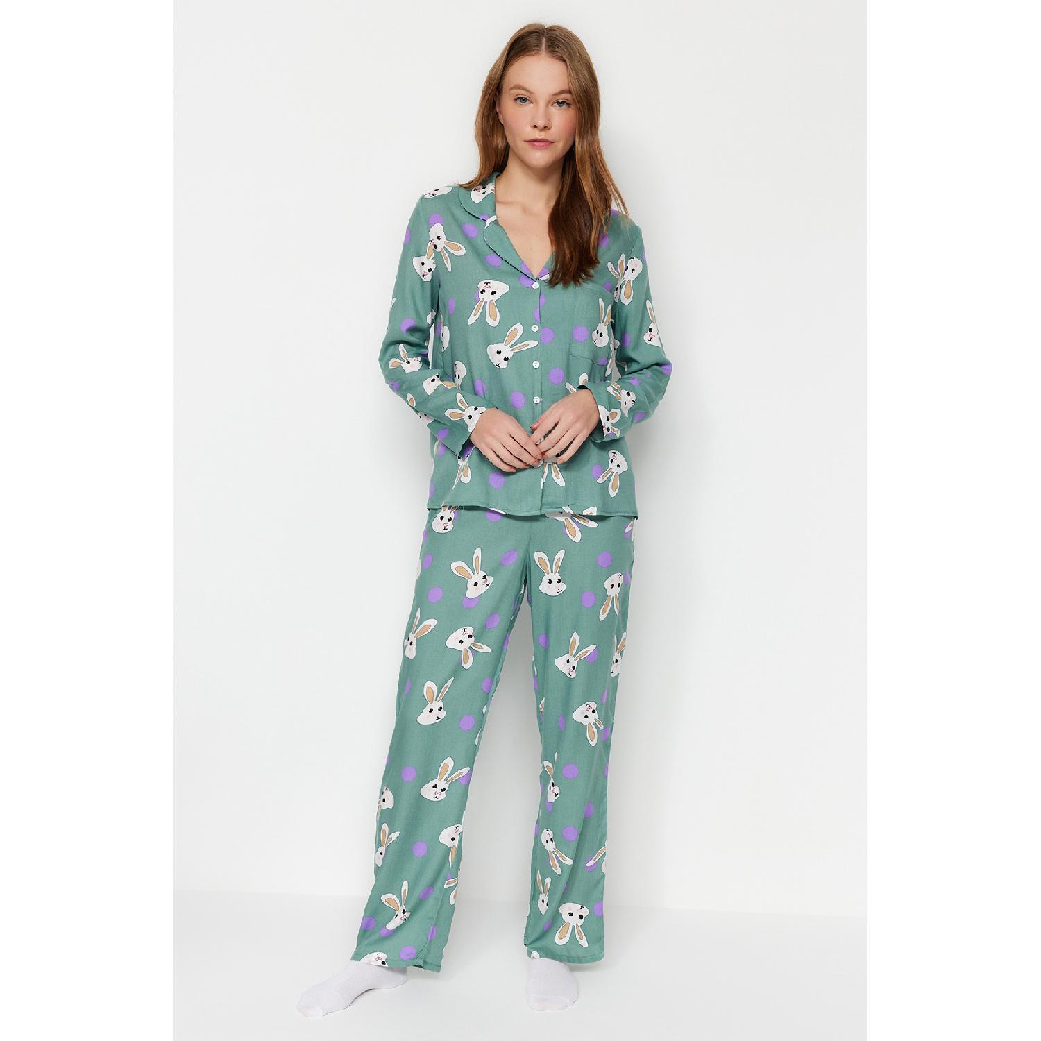 

Тканый пижамный комплект с разноцветным кроликом Thmaw21pt0048 34