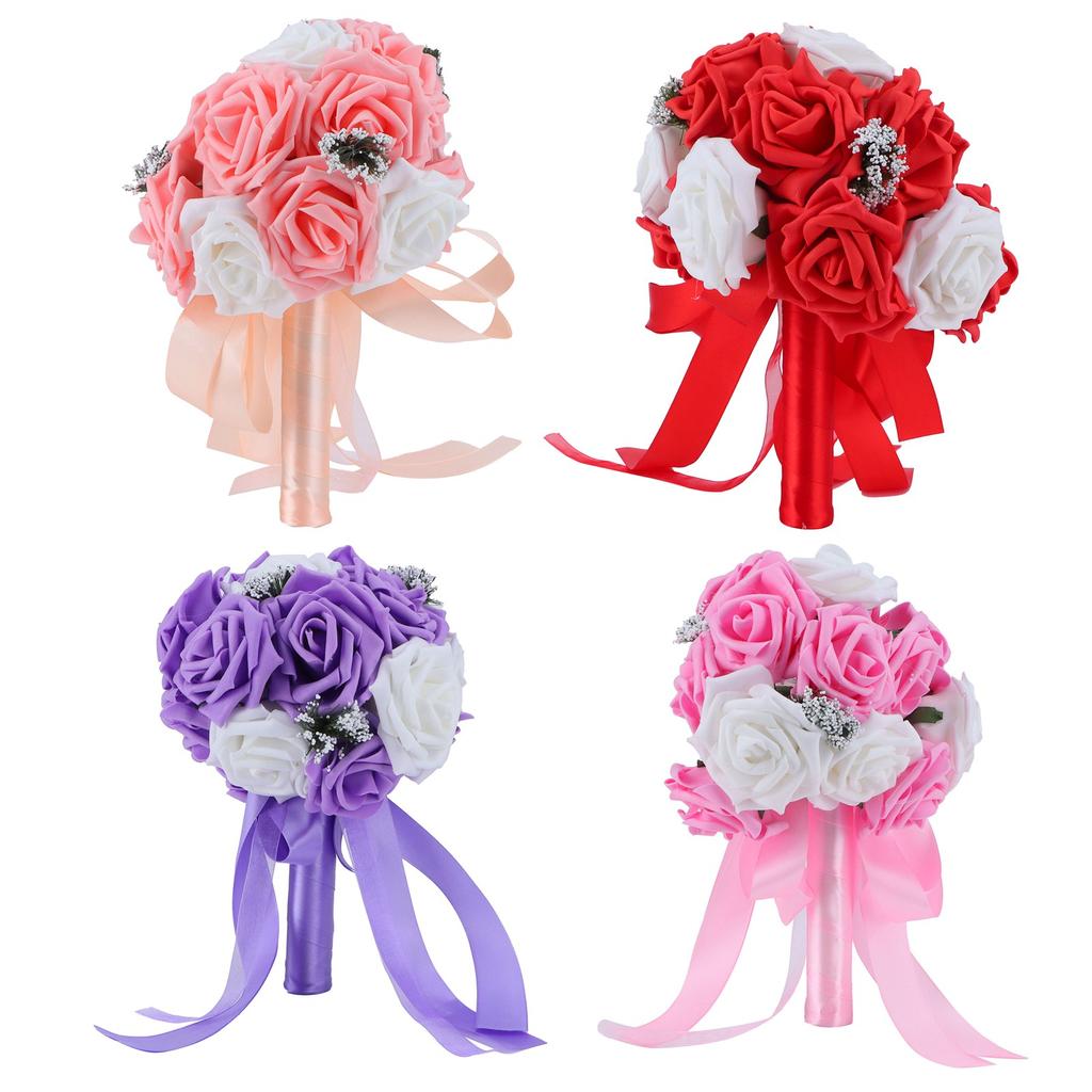 Bridal Bouquet PE Artificial Flowers Bunch for Wedding Stage Office Home Decoration