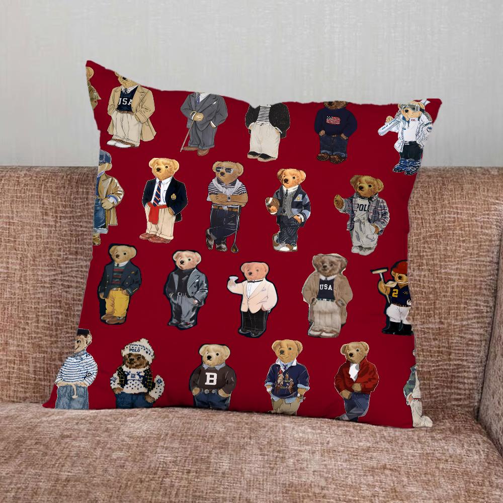 Fashion Bear P-PoloS Pillow Case For Home Bedroom Car Office Decoration Living Room Sofa Cushion Cover Suitable