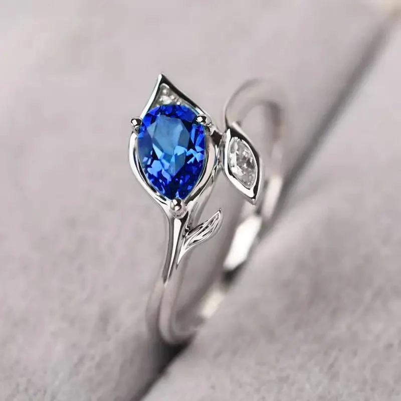 CAOSHI Versatile Luxury Women's Rings Elegant Brilliant Blue Cubic Zirconia Fancy Birthday Gift Chic Wedding Lady's Zircon