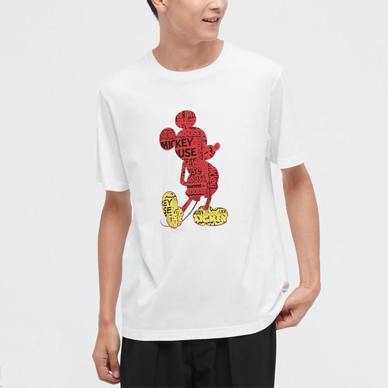 Uniqlo Cartoon Print Crew Neck Cotton T-Shirt Unisex Tops White 447177-00