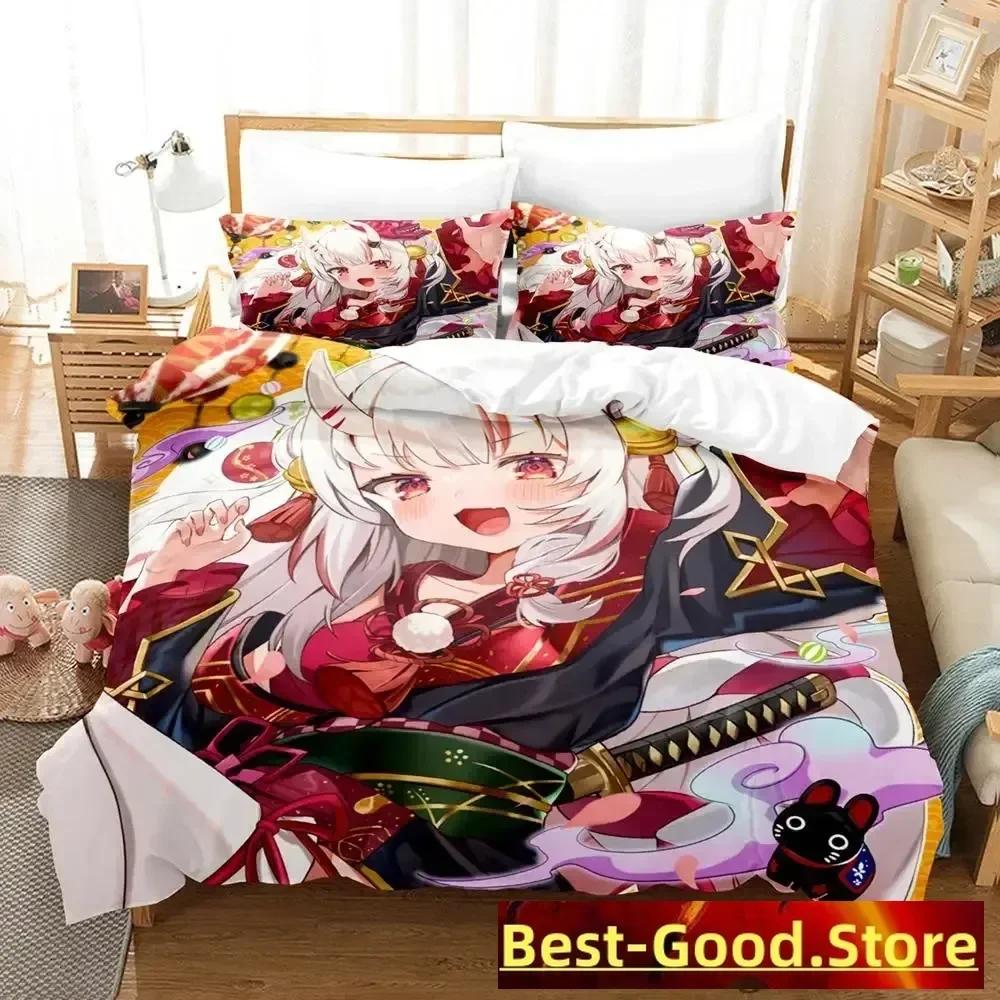 Kawaii Nakiri Ayame Tryckt Sängset Påslakan Örngott Sängkläder Sänglinne Lakan Täcke Full Queen King Size
