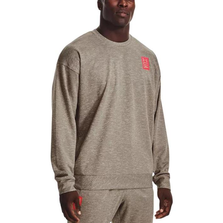 Under Armour Solid Color Letter Print Crew Neck Sweatshirt Men Sweatshirt Gray 1361757-279