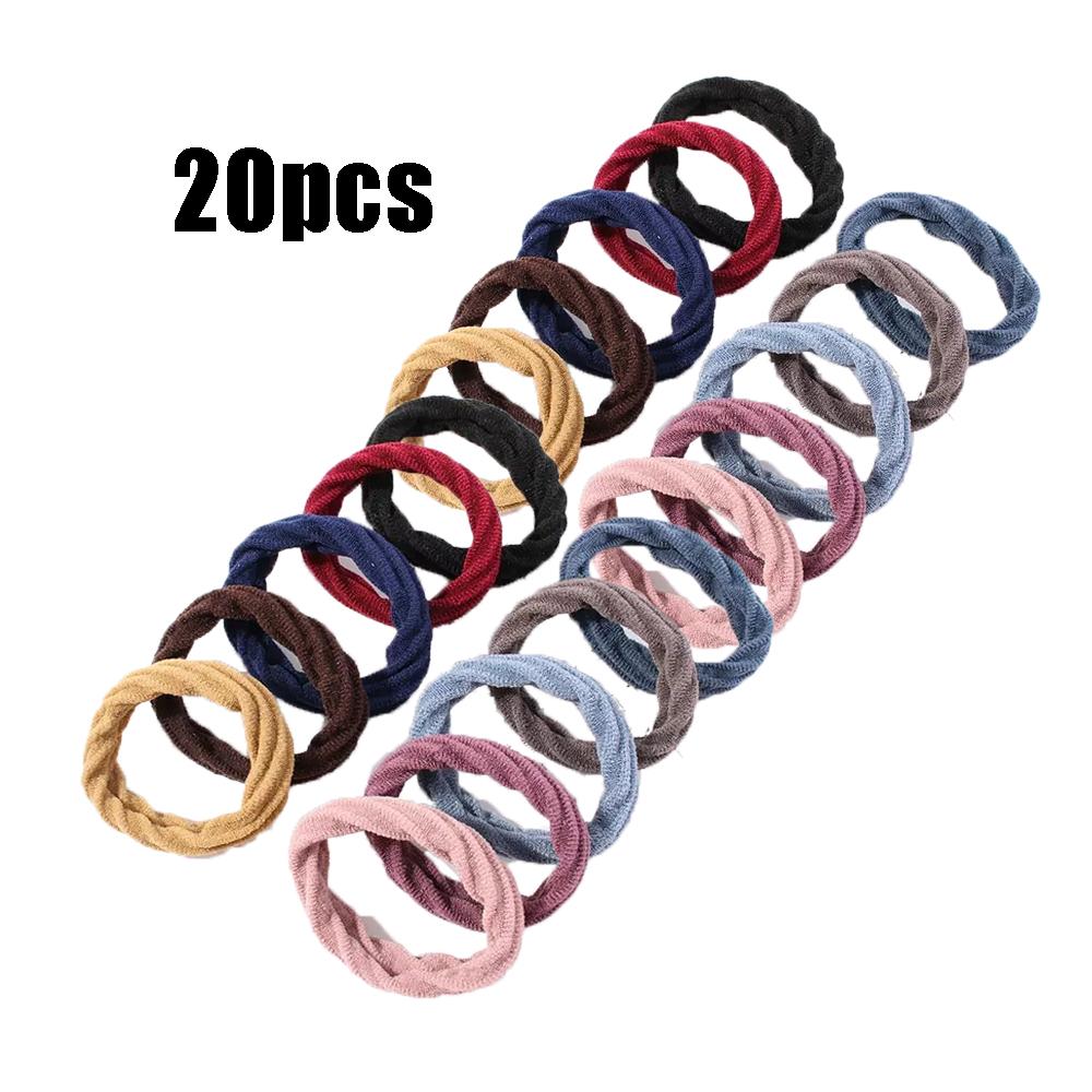 20PCS Women Girls Simple Basic Elastic Hair Bands Ties Scrunchie Holder Rubber Bands Fashion Headband Hair Accessories