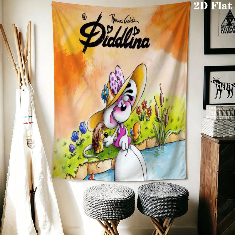 Diddl Wall Tapestry Aesthetic Wall Hanging Printed Fabric Blanket Decorative Tapestries for Bedroom Living Room Home Decor