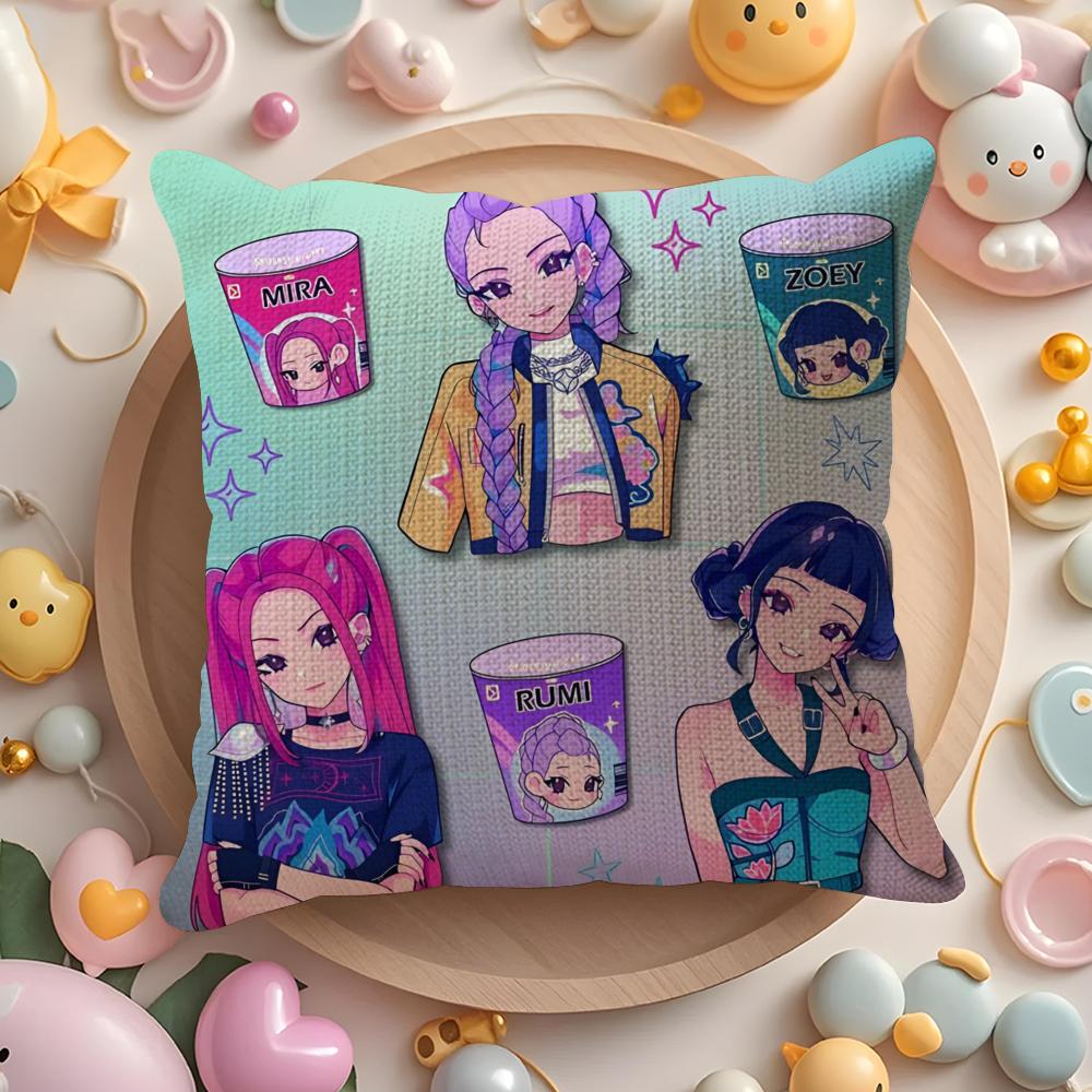 

Chibi Character Movie K-Pop Demon Hunters Pillow Case Pattern Printed Pillowcase for Living Room Sofa Cushion Cover & Bedroom 12x12Inch