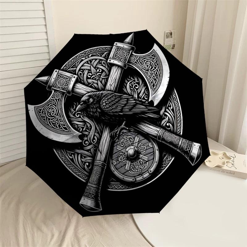 

1PC Viking Raven Umbrella-8-Rib Reinforced Portable Folding Travel Suitable for All Seasons Outdoor Daily Use Is an Ideal Choice -F402