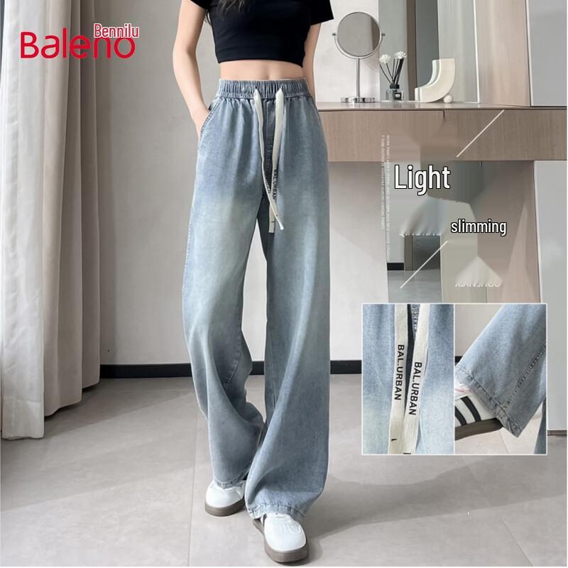 Baleno Women s Lyocell High-Waist Wide-Leg Jeans S