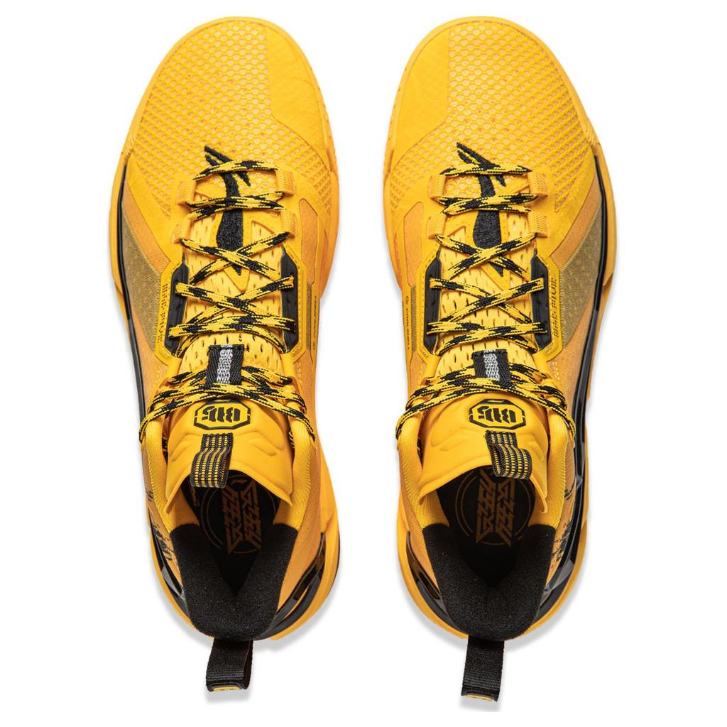 New LiNing Anti Five 4 Cushioning Abrasion Resistant Breathable Mid Top Basketball Shoes Men's Yellow ABFU015-7