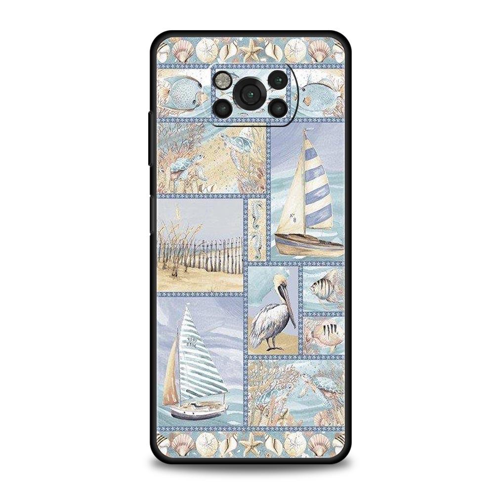 Ocean Coastal Seashell Seaweed Phone Case Cover  for Xiaomi Poco F7 Ultra F6 F5 F4 F3 X6 X5 X4 X3 NFC C51 C55 M4 GT 5G Soft TPU