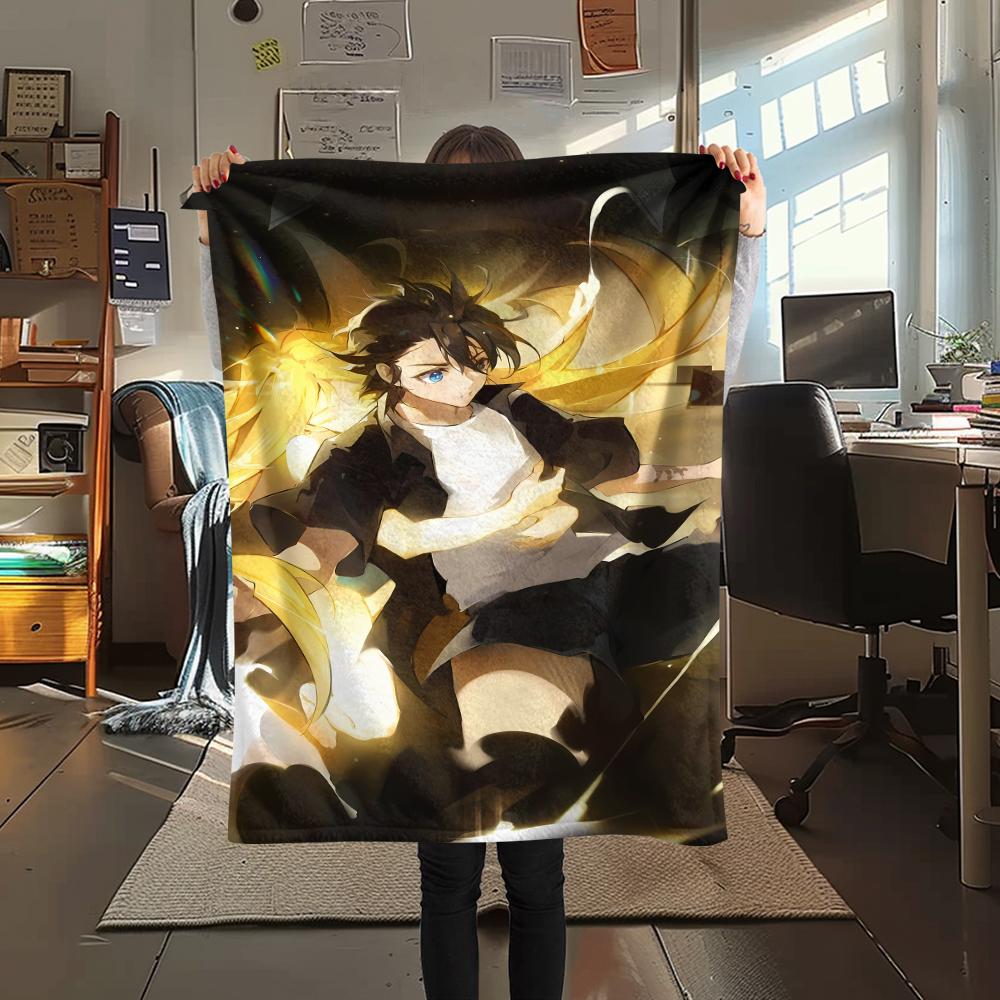 1PC Summer time Rendering Print Flannel Blanket, High quality All Seasons, Home Decor, Warmth and Comfort, Perfect for Christmas Gifts