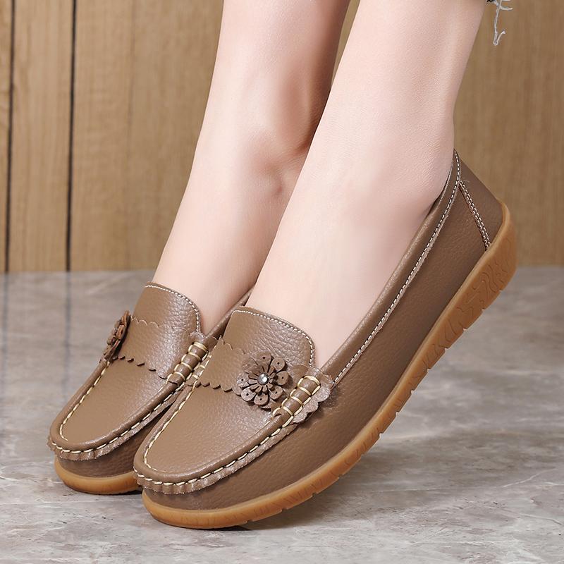 Scarpe Basse da Donna Mocassini Scarpe da Guida in Pelle Mocassini Floreale Casual Slip-on Estive Scarpe da Infermiera per Madre Taglie Grandi