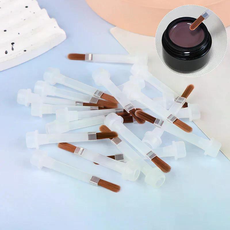 20 SZTUK 5/10/20 Sztuk Jednorazowe 5/10 Do Salonu Manicure Pędzelek do Lakieru do Paznokci do Butelki z Lakierem 15ml Wymienny Pędzelek Brązowe Włosie