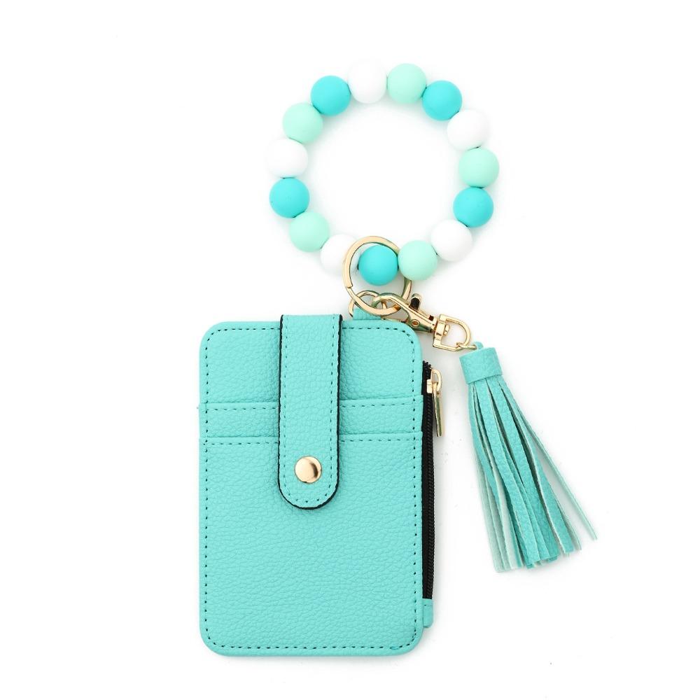 Faux Leather Card Holder Bracelet Keychain Bohemian Style Wristband Card Case Keyring  Everyday Use