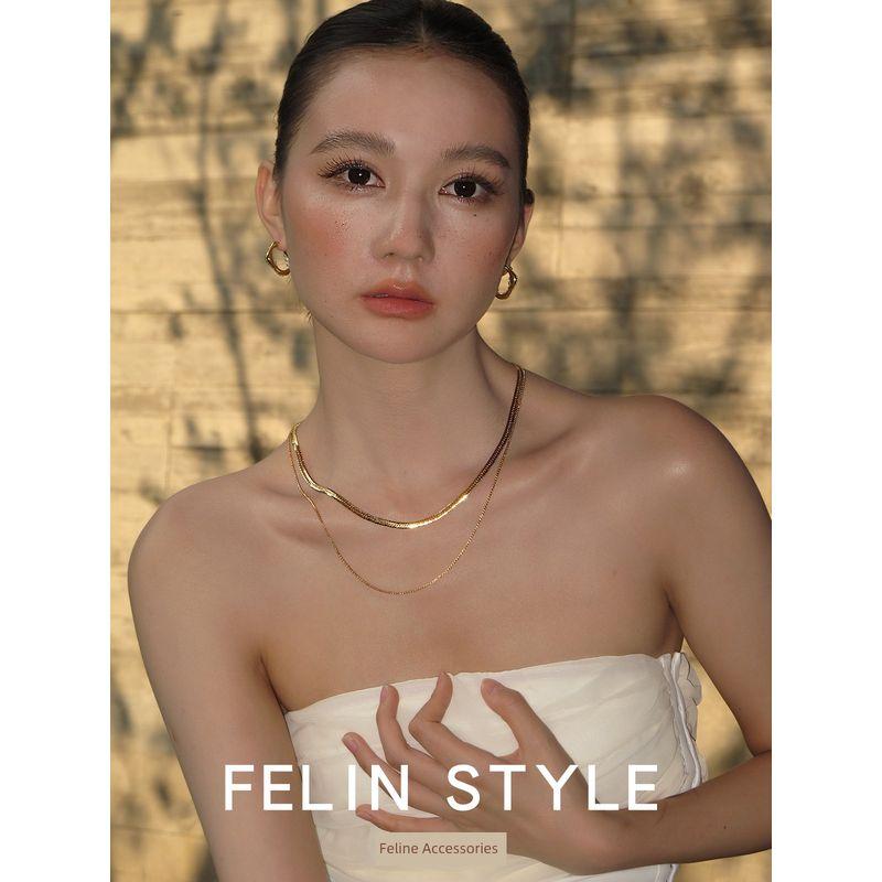 Kendall Jenner Fashion Double Layer Twin Snake Bones Chain Necklace Female Light Luxury Minority Gold High-Grade Sweater Chain Chain Necklace