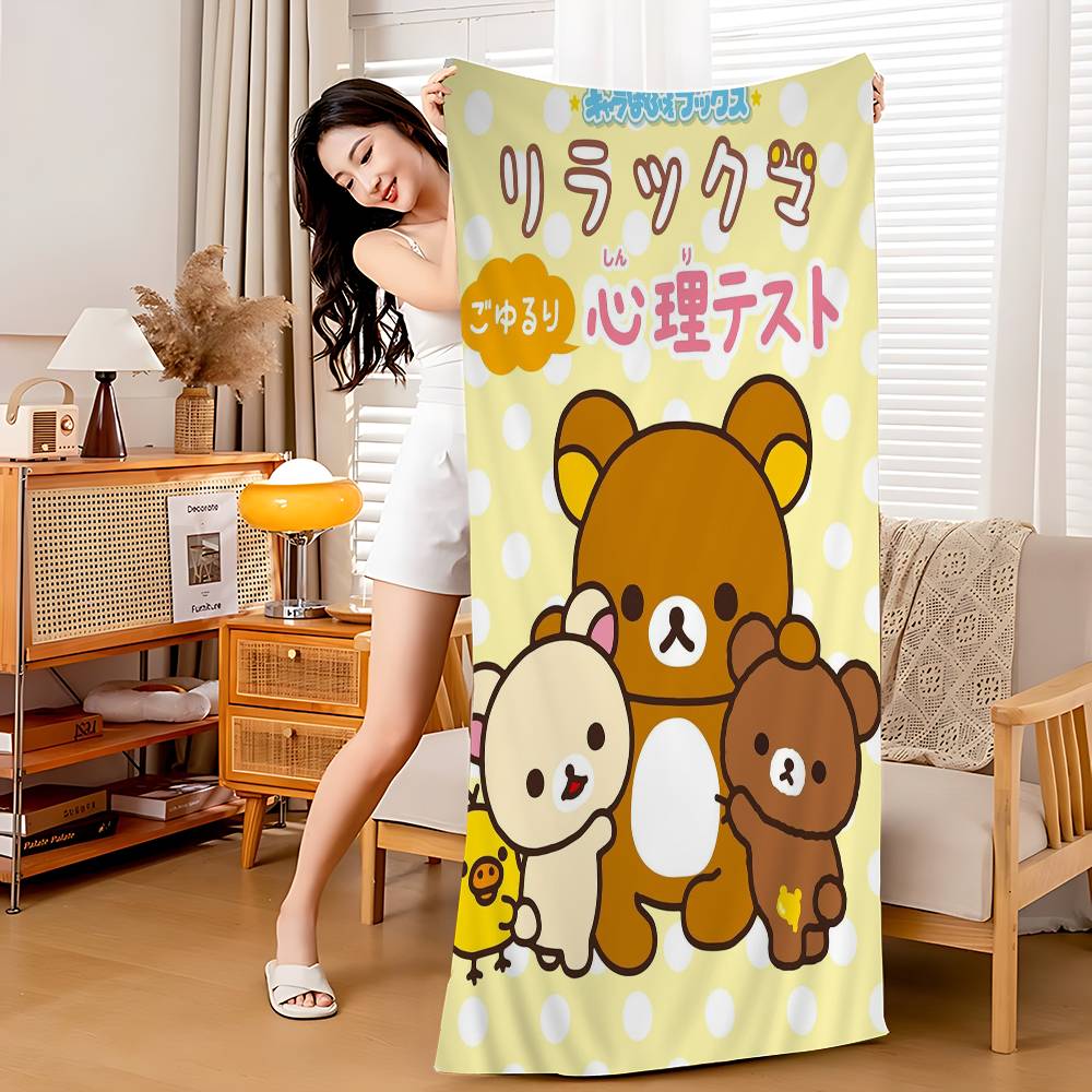 

Japan Cute Cartoon R-ilakkuma Beach Towel Colorful Bath Towels For Girl Microfiber Quick Dry Sand Free Beach Yoga Gym W30*H60(CM)