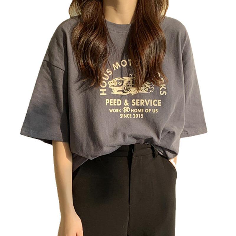 Letní korejské volné tričko s krátkým rukávem pro ženy plus size