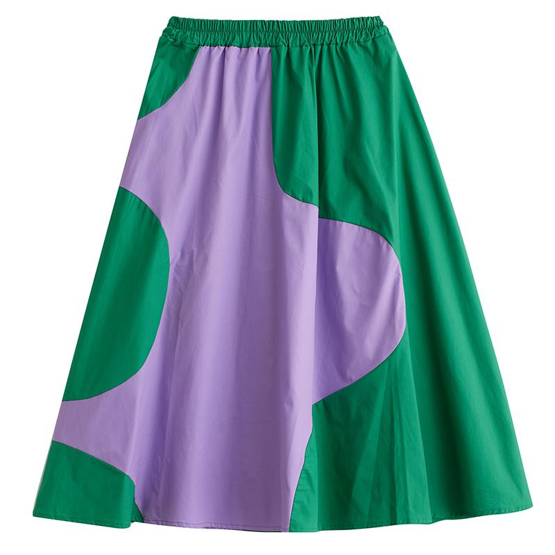 

XITAO нерегулярный контрастный цвет лоскутная юбка свободная повседневная женская DMJ3848 One Size зелёный