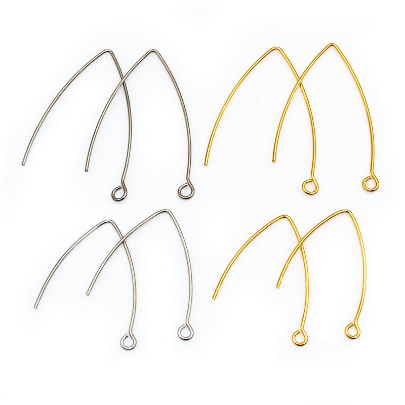 100pcs 30x17mm/40x22mm Stainless Steel V-shape French Earring Hooks Earwire DIY Earrings Jewelry Making Accessories Findings