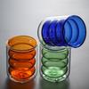 Colored Double-Walled Spiral Glass Cup: Ideal for Milk, Coffee, Mousse, Juice At Home or Office.