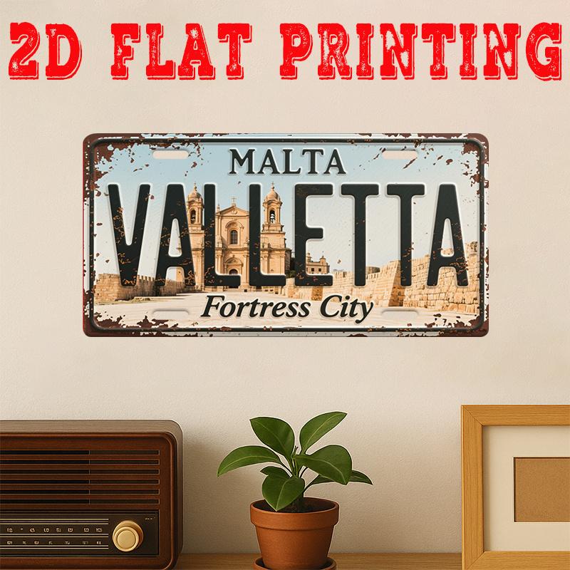 

Malta Valletta Fortress City D Flat Printing License Plate Style Metal Tin Sign Historic Mediterranean City Themed Decorativ 15x30cm(5.9x7.8inch)