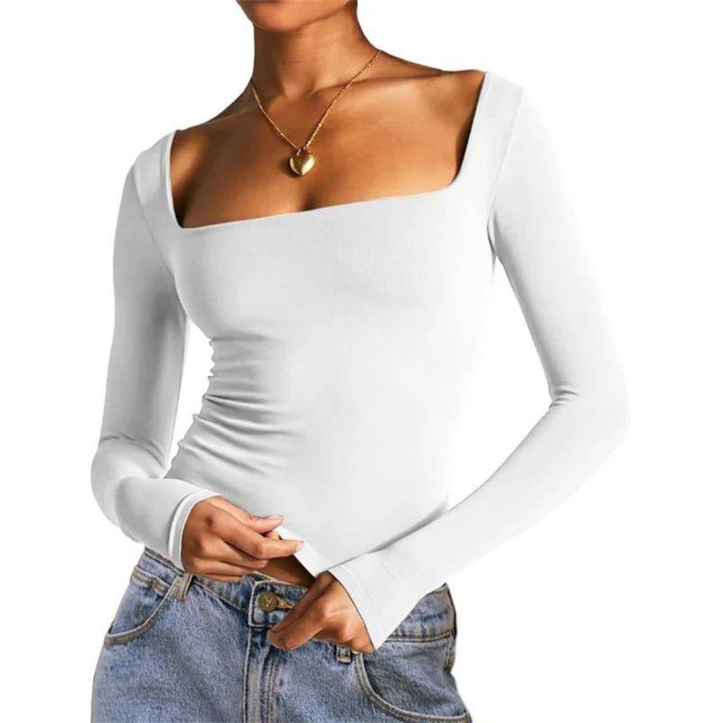 Long Sleeved Square Neck Sexy Base Shirt Long Sleeve Square-Neck Sexy Base Shirt