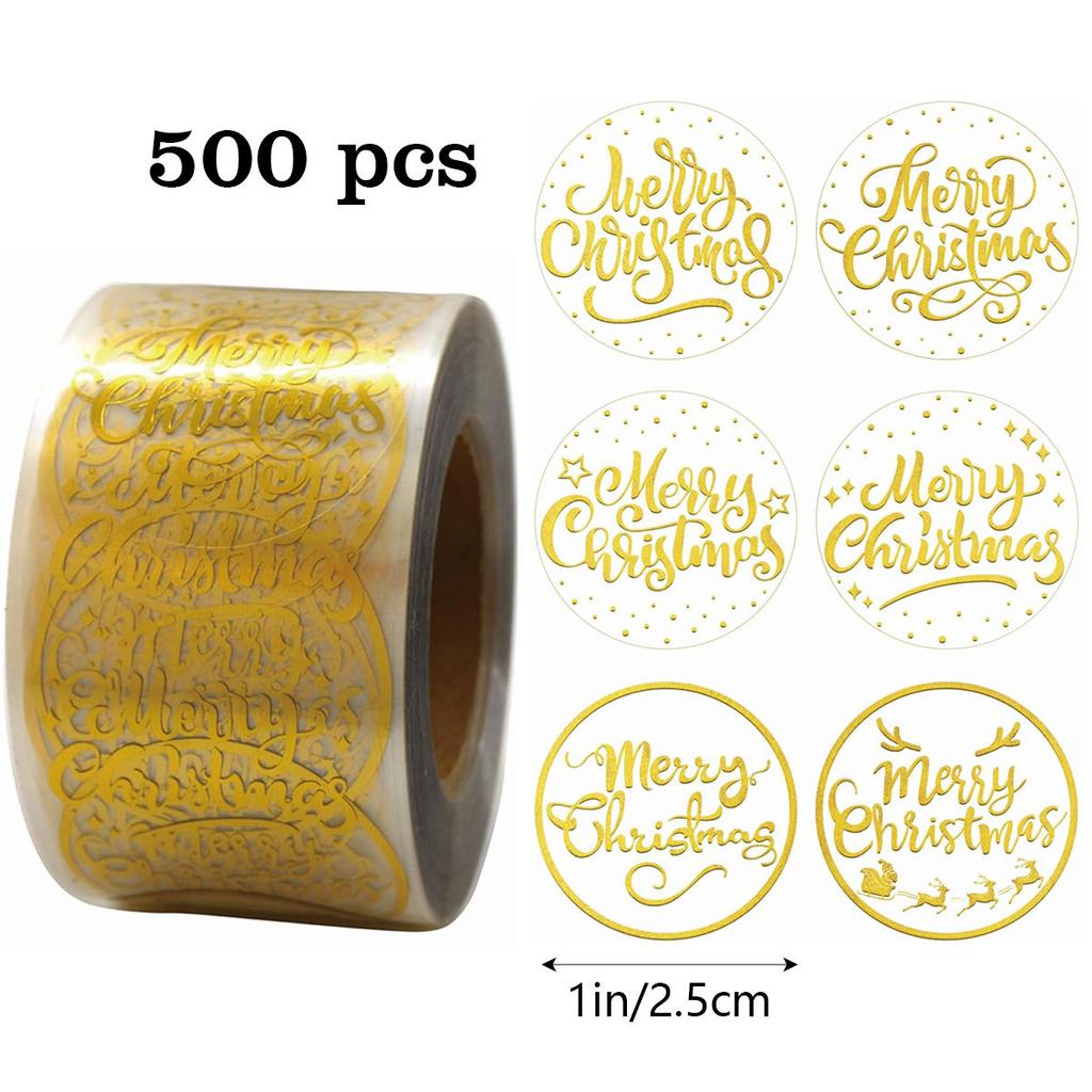 500pcs 2.5cm 1inch Merry Christmas Labels Stickers for Gift Package Card Envelope