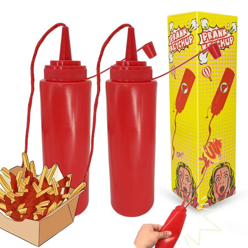 Funny Prank Ketchup Bottles Practical Jokes Tomato Sauce Prank Adult Kids Cool Toys Frightening Items Fake Ketchup Surprise Gift