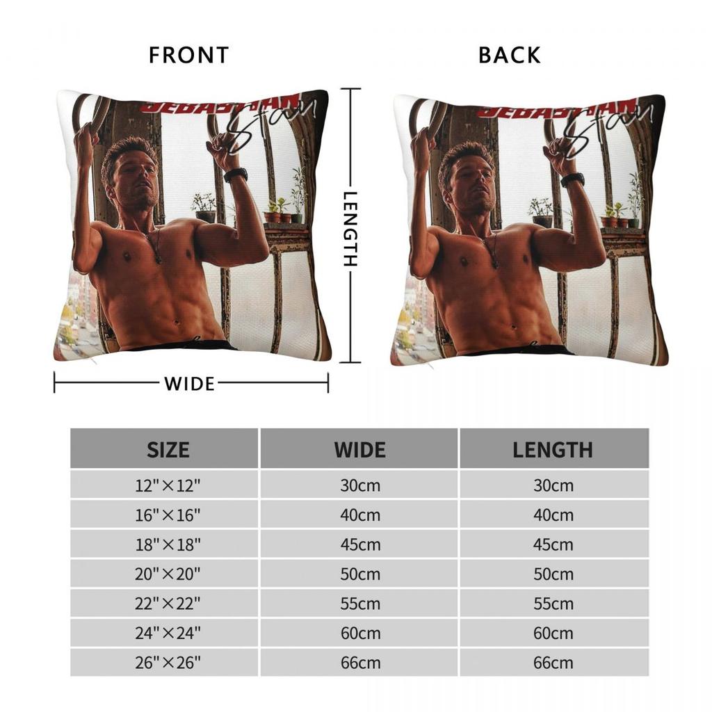 Sebastian Stan Rings Workout Square Pillowcase Polyester Linen Velvet Creative Zip Decorative Pillow Case Sofa Cushion Cover