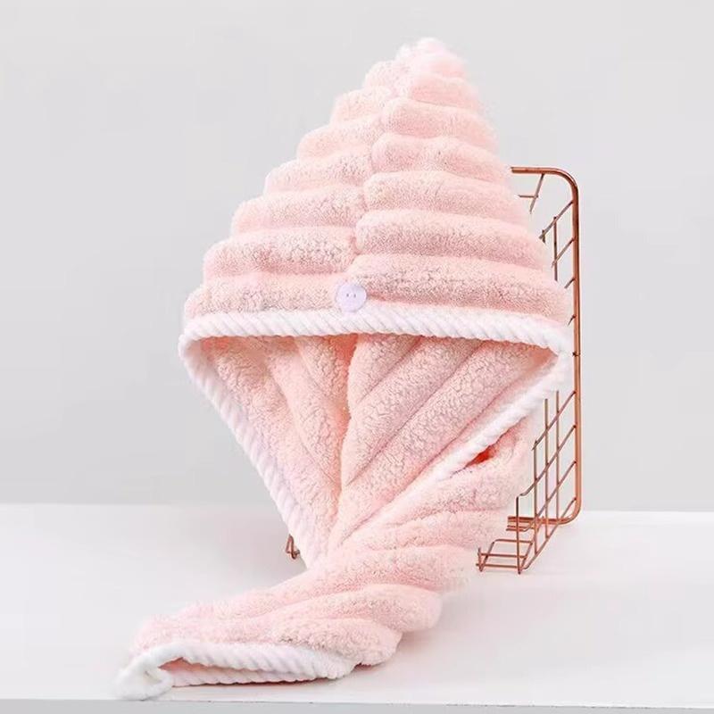 

Coral Fleece Hair Drying Cap, Adult Bath Shower Cap, Wavy Quick-Dry Turban Towel, Super Absorbent Hair Drying Cap розовый