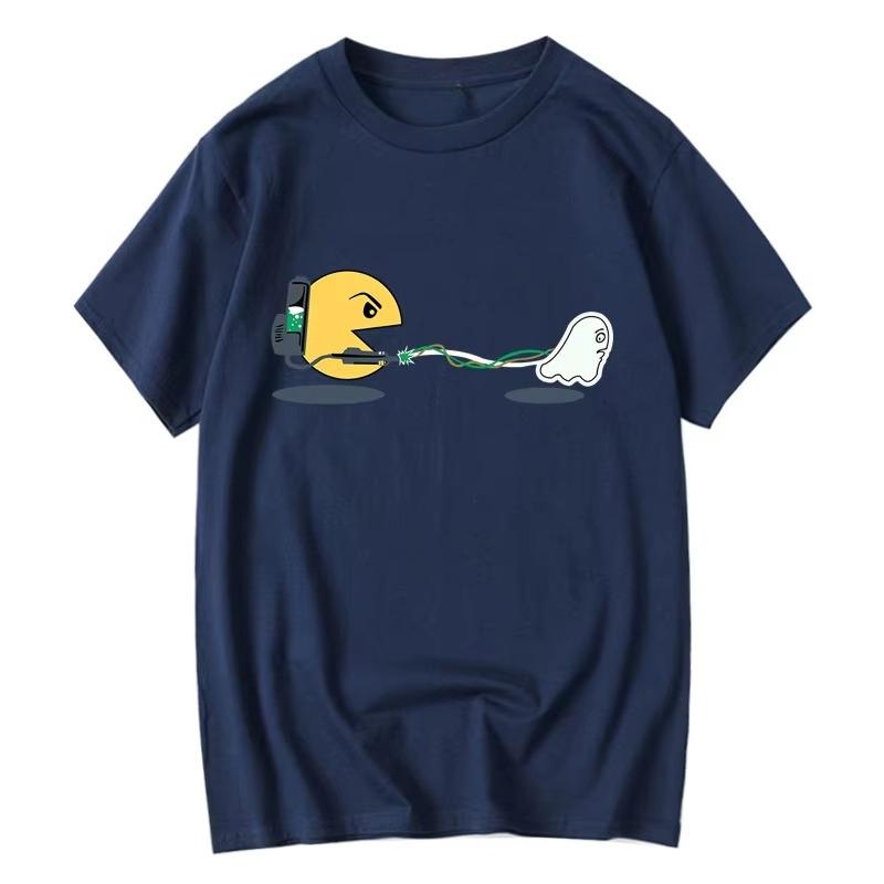 Men's Summer Casual T-shirt 100% Cotton Fun-printed Men's Round Neck Loose T-shirt Short-sleeved Men's T-shirt