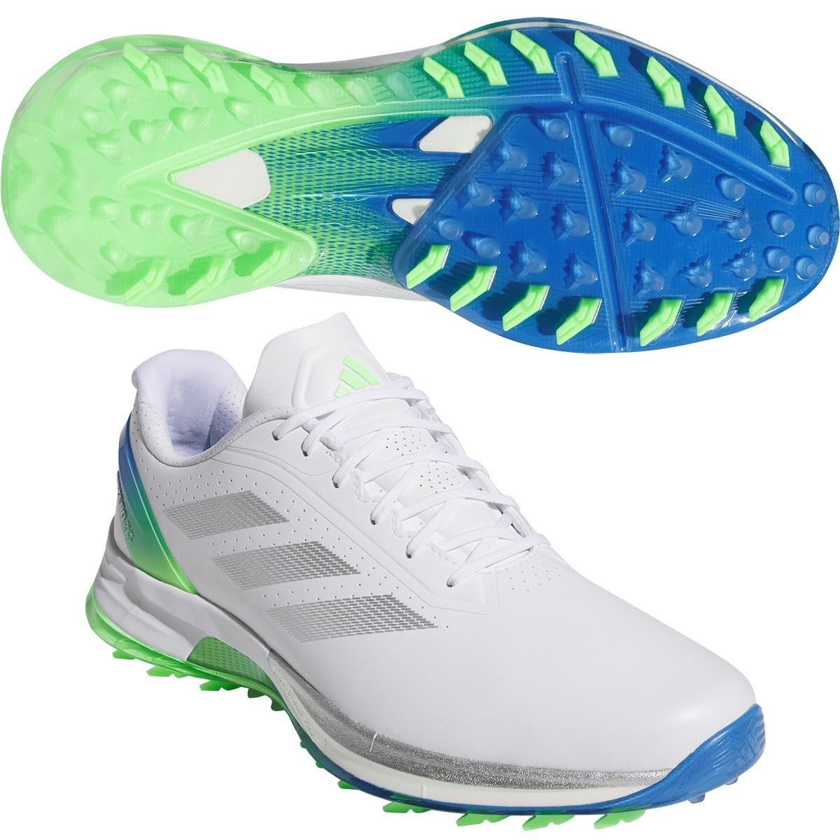 

Adidas Golf Men s Adizero Zed Z 25 Golf Shoes, White/Silver Metallic/Lime Burst, Size 24.5 cm