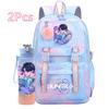 2Pcs/set New Anime Kpop Printed Backpack with 750Ml Water Bottler Large Capacity Travel Bag for Teenager Girl Boy Bookbag Kid Gift Large Capacity Bag