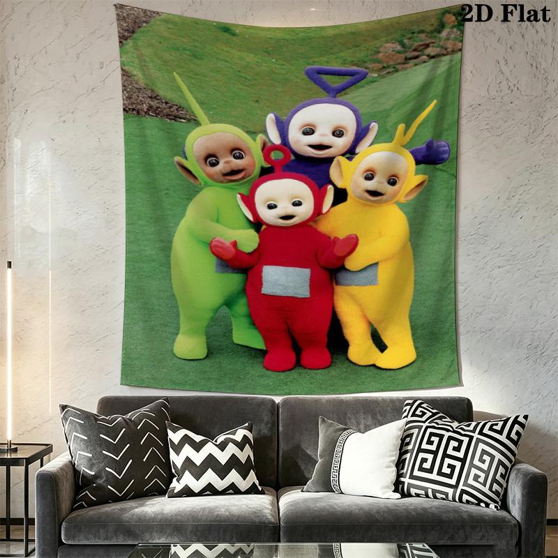 Teletubbies Wall Tapestry Aesthetic Wall Hanging Printed Fabric Blanket Decorative Tapestries for Bedroom Living Room Home Decor